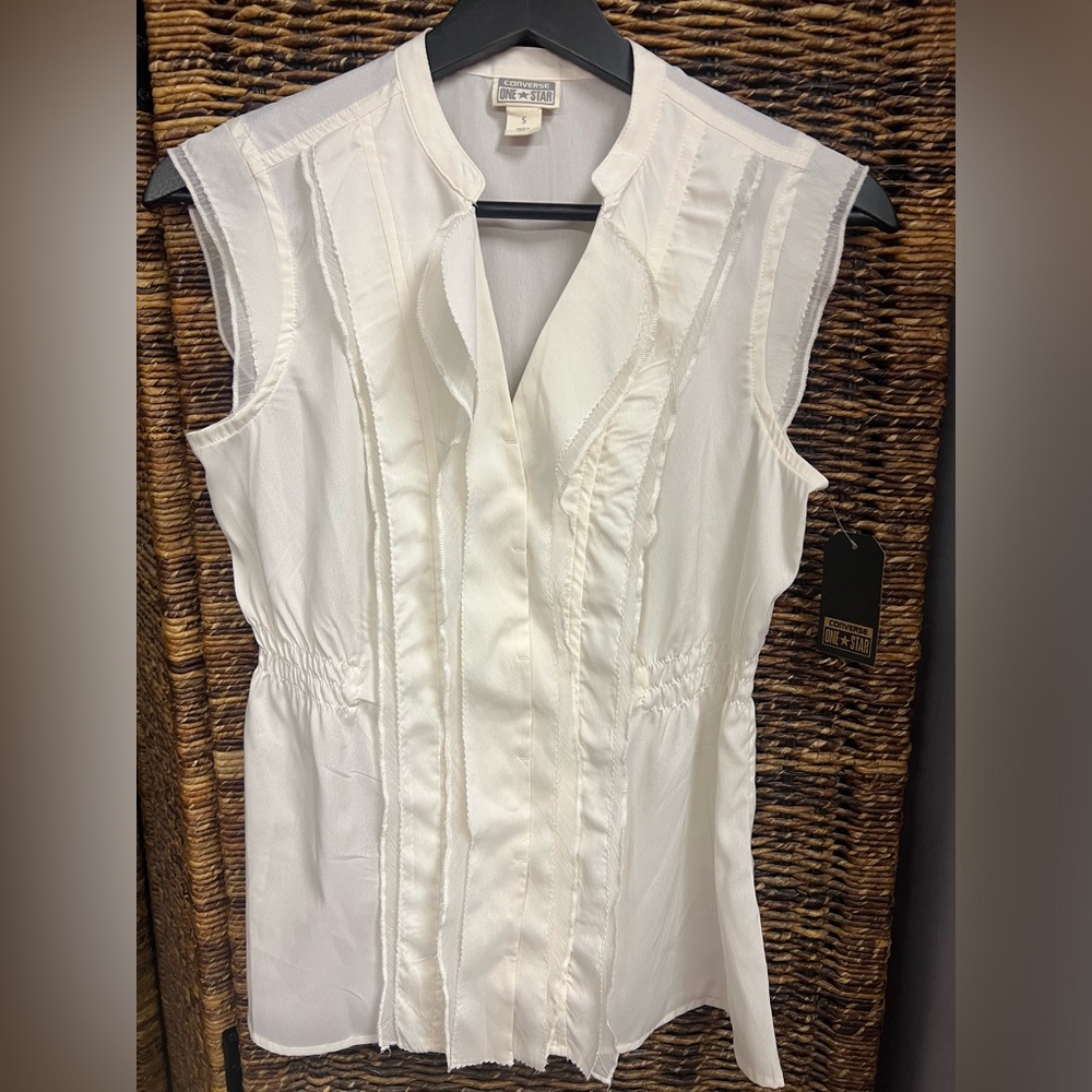 Converse- Womens Shirt/Cream Ruffs, Sleeveless, Size:Small, New with tags
